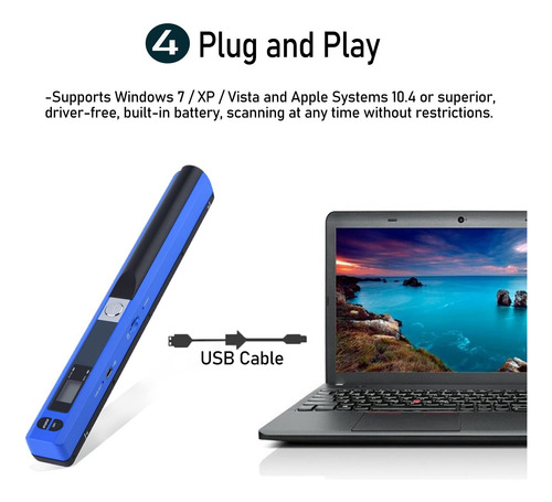 Escáner De Mano Portátil Pluma Usb A4 Escaneo Jpg Pdf Usb