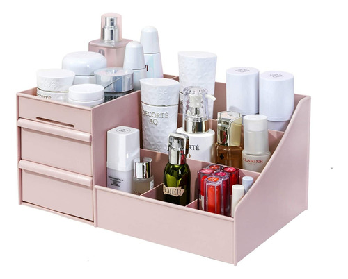Organizador De Maquillaje Con Cajones Multifuncional Color Rosa