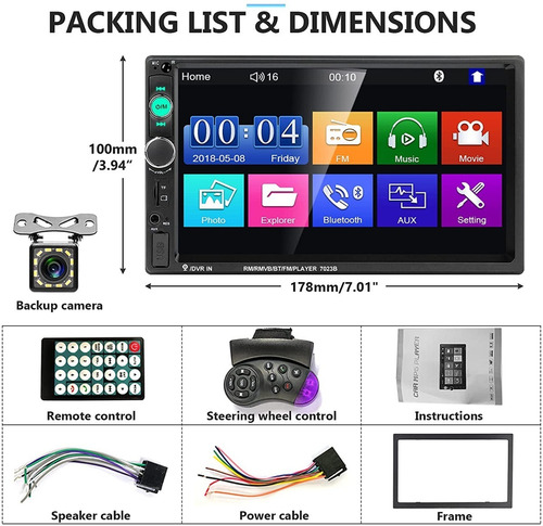 Imagen 5 de 9 de Mirror Link Bt Bluetooth Car Audio 7 Pulgadas 7023b