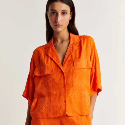 Camisa Pijamera Detalles Geometricos Scalpers Para Mujer