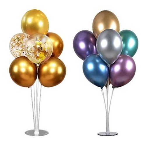 Imagen 7 de 10 de Columna P/ 7 Globos Deco439 Base Soporte Portaglobo Varillas