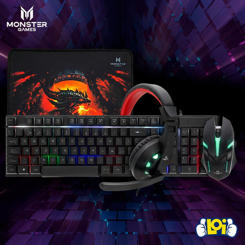Kit De Teclado Mouse Gamer Monster Games Crew Insertion 4in1