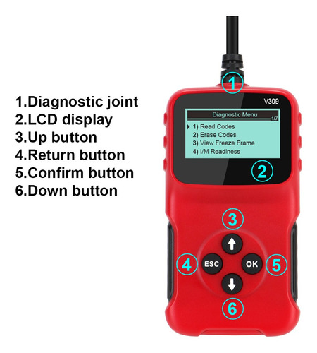 Imagem 3 de 8 de V309 Obd2 Ferramenta De Diagnóstico De Carro Apagar Código D