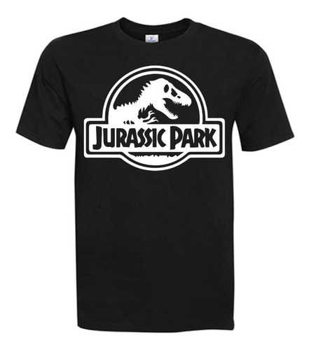 Polera En B&n Jurassic Park Para Hombre 100% Algodón