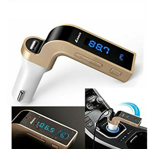 Transmissor Mp3 Carg7 Bluetooth Carregador Veicular Com Fm Cor Dourado