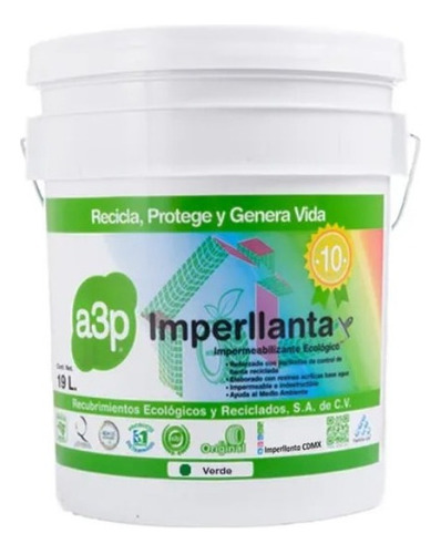 Impermeabilizante A3p Imperllanta 10 Años 19 Lt Verde