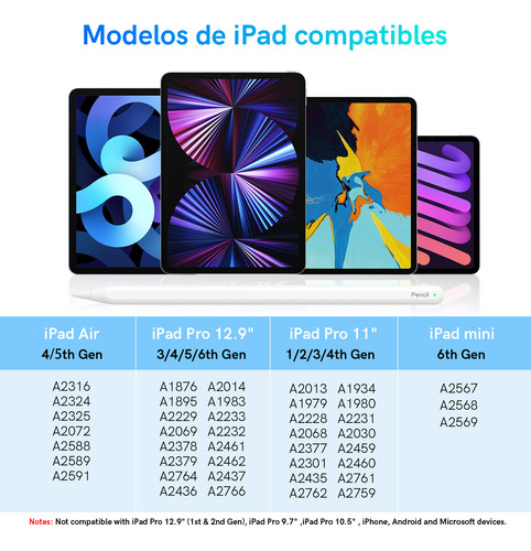Lápiz Óptico Para iPad Con Carga Inalámbrica & Rechazo Palma