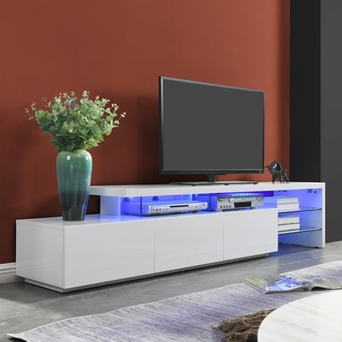 Mueble De Tv Moderno Ref: Fantasy Lacado  Y Madera Natural