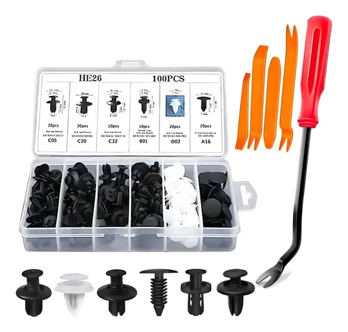 Kit 100 Presilha Grampo Parabarro Parachoque Universal Carro
