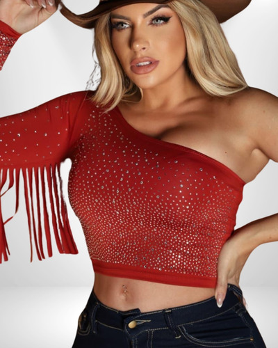 Cropped Mula Manca Com Franja, No Neo Premium, Moda Country.