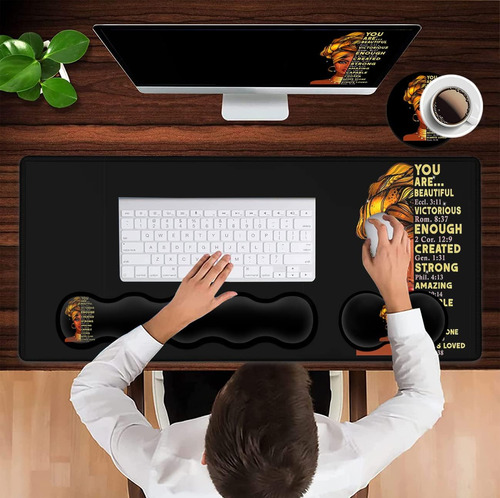 Mouse Pad Grande Con Soporte Para Muneca, Tecl...