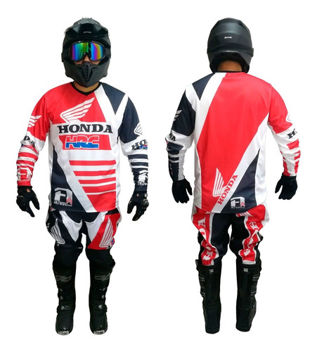 Conjunto Motocross Alpina Honda Rojo Negro Enduro Atv Sti