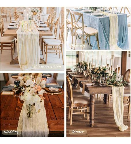 2pz Camino De Mesa Boho Gasa Estilo Rústico Decoración Boda