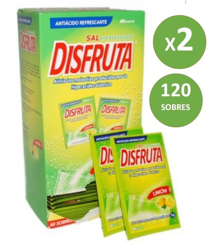 Sal Disfruta Limón Efervescente 2 Cajas ( 120 Sobres Total )