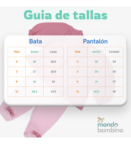 Conjunto De Bebé Pantalón Completo Y Bata Mondo Bambino Rosa 0 M