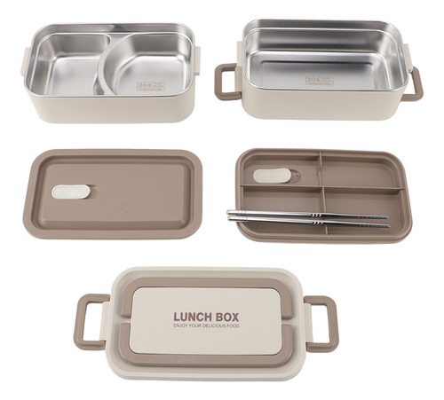 Bento Apilable De 2 Niveles De Acero Inoxidable 304