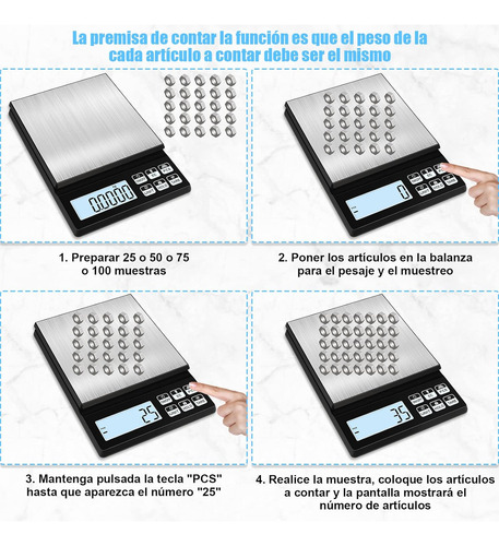Balanza Cocina 5kg/0,1g Recargables 6 Botones Multifunción