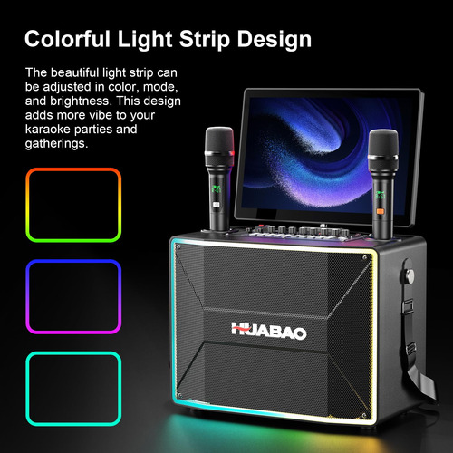 Máquina De Karaoke Huabao Smart Con 14 Tabletas, 2 Micrófono