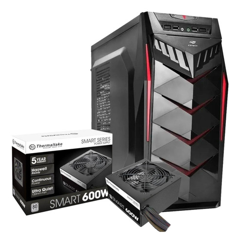 Gabinete Gamer C3tech Mt-g70bk Fonte Tt600w