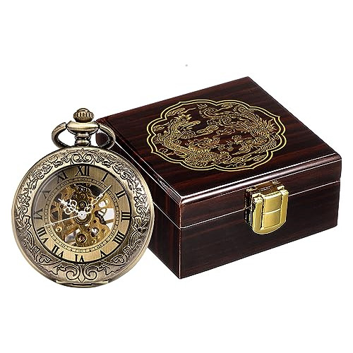 Reloj De Bolsillo Mecánico Vintage Con Cadena Para Hombres