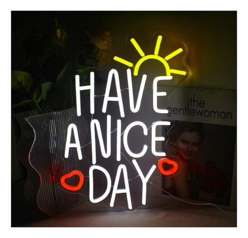 Letrero Led Neon Buen Dia Animo Frase 28*42cm Luminoso