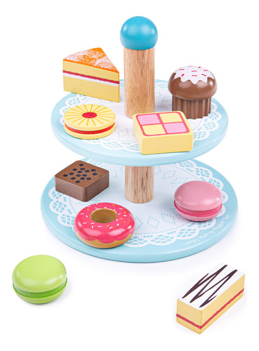 Bigjigs Toys Soporte De Madera Para Tartas Con 9 Pasteles De