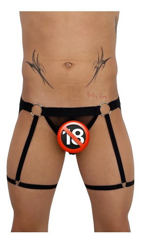 Suspensorio Con Liguero Argollas Hombre Jockstrap Red Malla