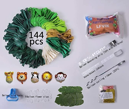 Imagen 2 de 3 de Kit Decoración Arco De Globos Fiesta Safari Jungla Selva