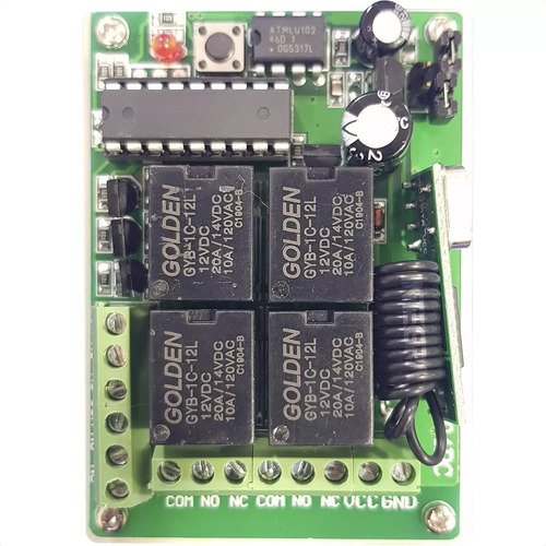 Imagen 2 de 5 de Kit Receptor Rolling Code 4 Canales + 2 Controles 433mhz
