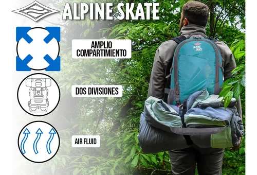 Mochila De Viaje Alpine Skate Camping Trekking 50 Litros Color Negro Diseño  de la tela Liso