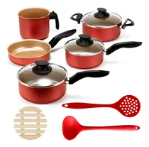 Comprar Kit Panelas 05 Pçs + Concha + Escumandeira + 05 Descansos