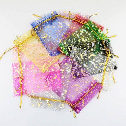 Bolsas De Organza Con Cordón Moon Stars Para Joyas Pequeñas