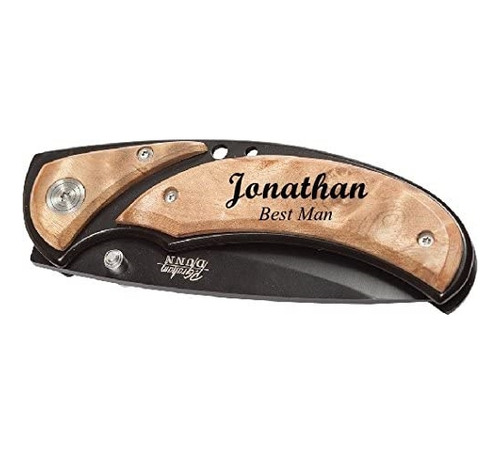 Cuchillo De Bolsillo De Madera Personalizado, Punta Afilada