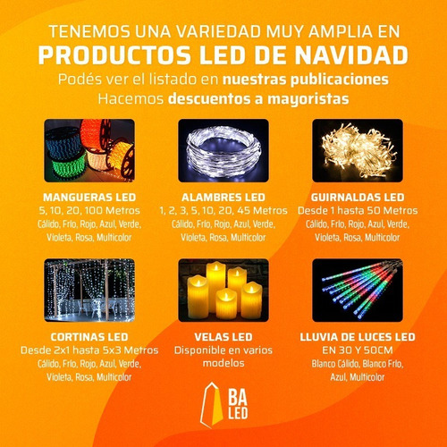 Alambre Luces Led 10 Metros Calido Exterior 220v Navidad