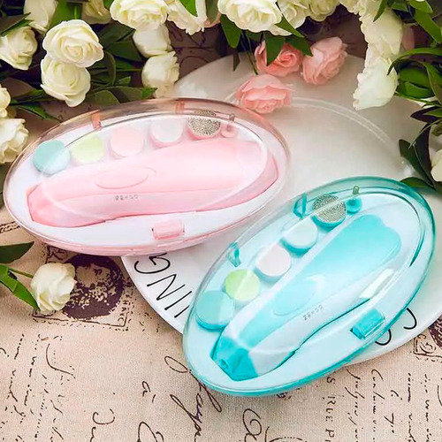 Kit 6 Lixas De Unha Elétrico Para Bebês Com Estojo Zoop Baby Cor Azul