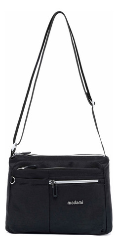 Bolsa Transversal Nécessaire Feminina Moderna Reforçada Cor Preto Correia De Ombro Preto Desenho Do Tecido Lisa