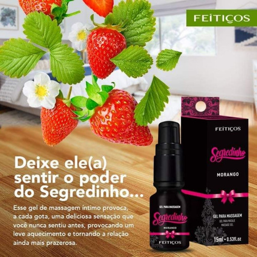 Óleo Massagem Corporal Intimo Segredinho Morango Gotas 15ml