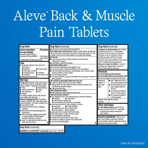 Aleve Naproxeno Sódico 220 Mg Alivio Del Dolor 24 Tabletas