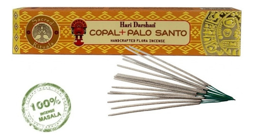 Incienso Hari Darshan, 15 Grs 15 Sticks, Rituales Sagrados Fragancia Copal + Palo Santo