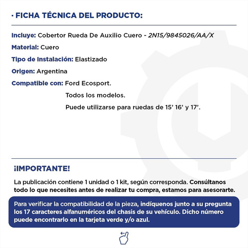 Imagen 2 de 9 de Cobertor Rueda De Auxilio Cuero Ford Ecosport