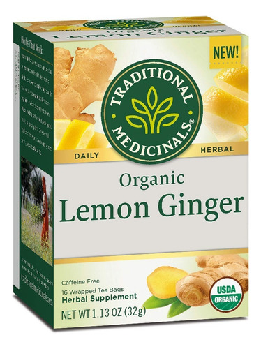Traditional Medicinals Limon Jengibre Organico 16sobres