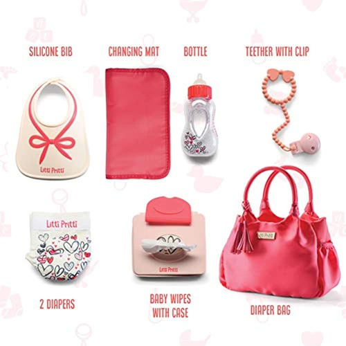 Litti Pritti Baby Doll Set De Bolsa De Pañales, Juego De 9 P