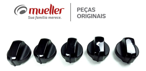 Kit 5 Botões Para Fogão Mueller Piacere G5 Mesa Inox