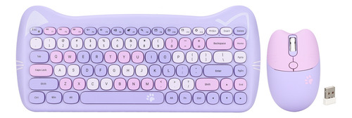 Teclado E Mouse Sem Fio Cute Cat Shape 2,4 Cores Baixas
