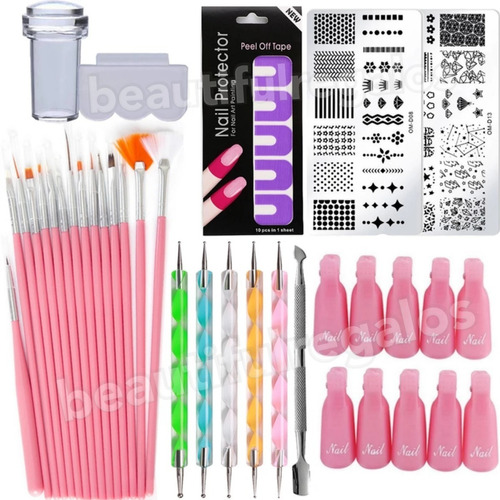 Kit X36 Decoración De Uñas Nailart Stamping Stickers Dotting