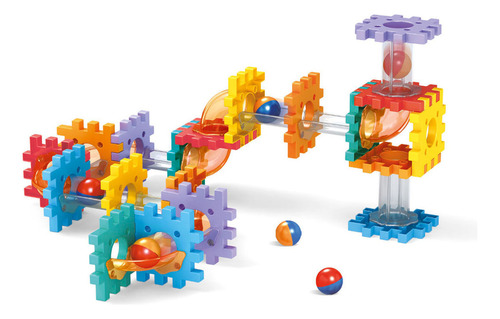 Laberinto Con Bloques Y Tubos Bolitas Rolling Ball 98 Pzs Color Celeste