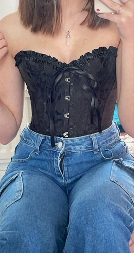 Corset Victoriano Negro Reloj De Arena