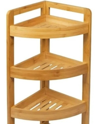 Mueble Organizador De Baño Esquinero Bambú Repisa 3 Estantes