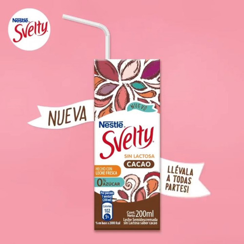 Imagen 2 de 3 de Leche Svelty® Semi Descremadacacao 200ml X 18 Unidades