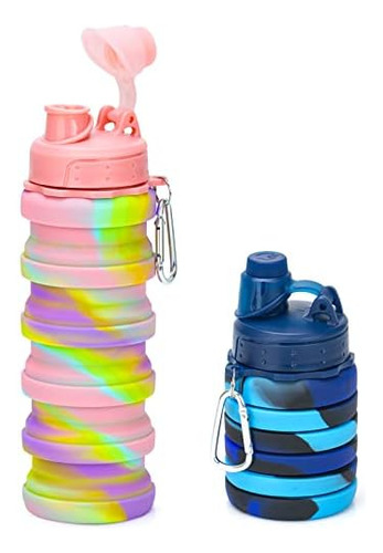 Botellas De Agua Plegables, Paquete De 2 Botellas De Agua De